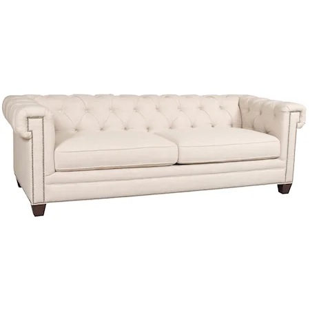 Transitional Chesterfield Sofa with Track Arms and Nailheads